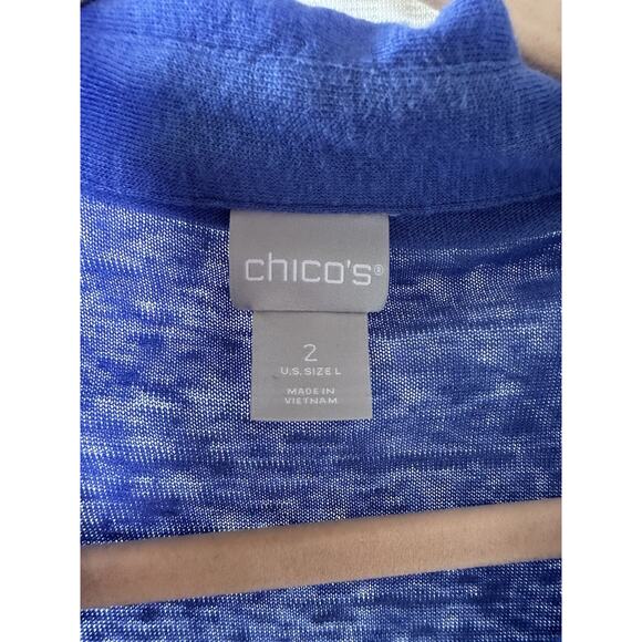 Chicos Modal Cotton Tee Womens Long Sleeve Shirt Blue Casual Large 2 - Picture 2 of 8